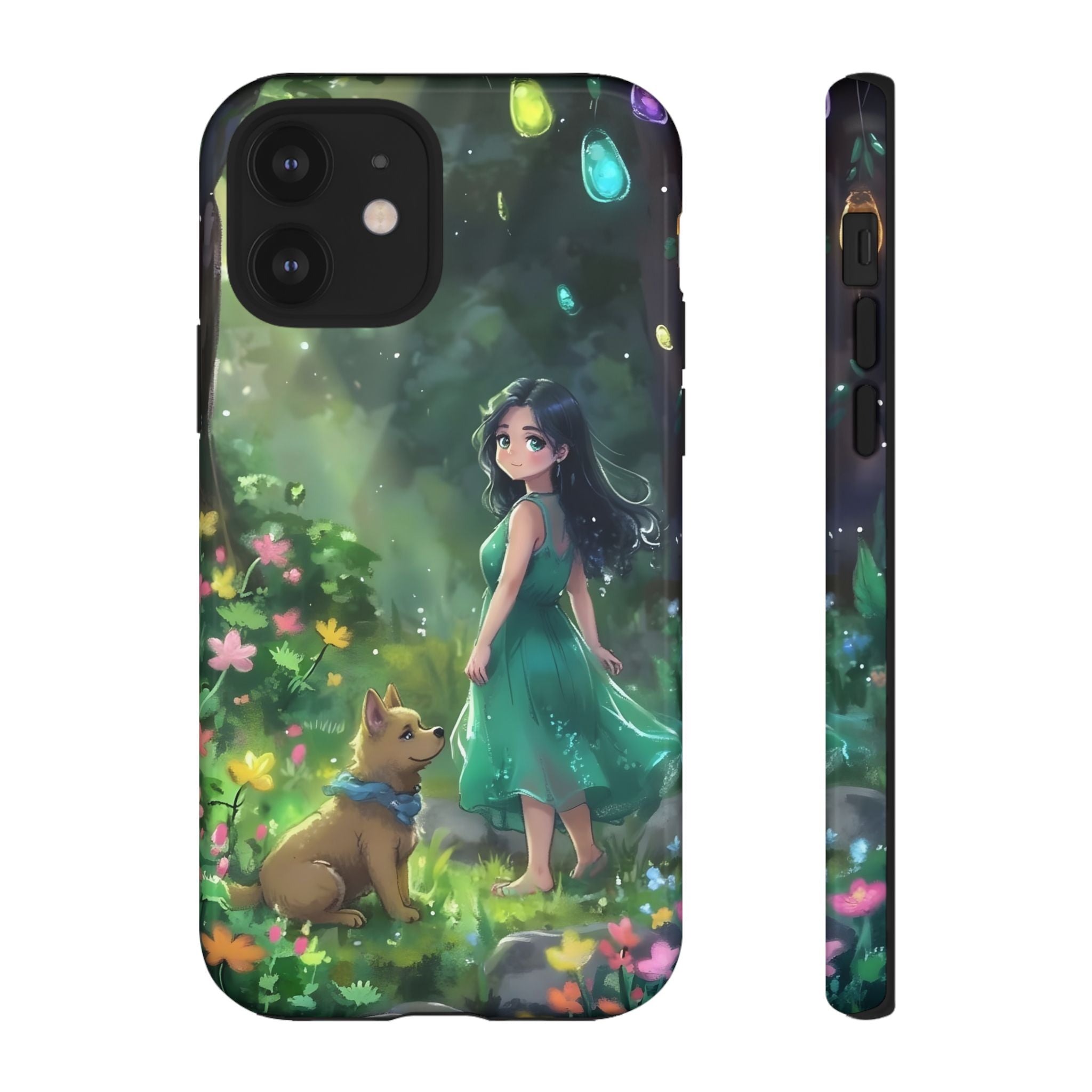 Whimsical Phone Case with Nature and Dog Artwork