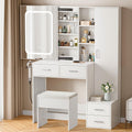 Aiorber Dressing Table with LED Lighting and Stool - White