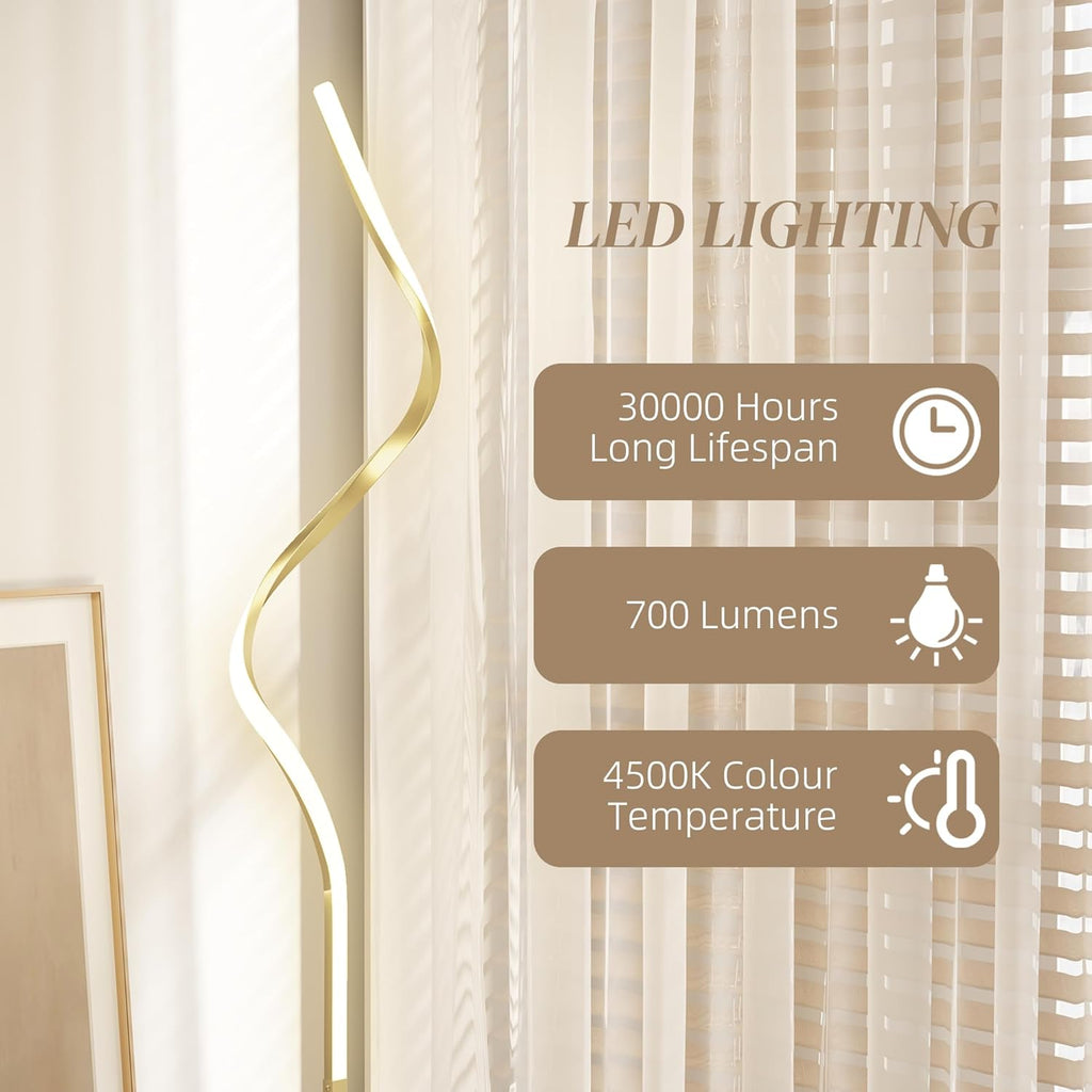 HOMCOM LED Floor Lamp - Gold Tone