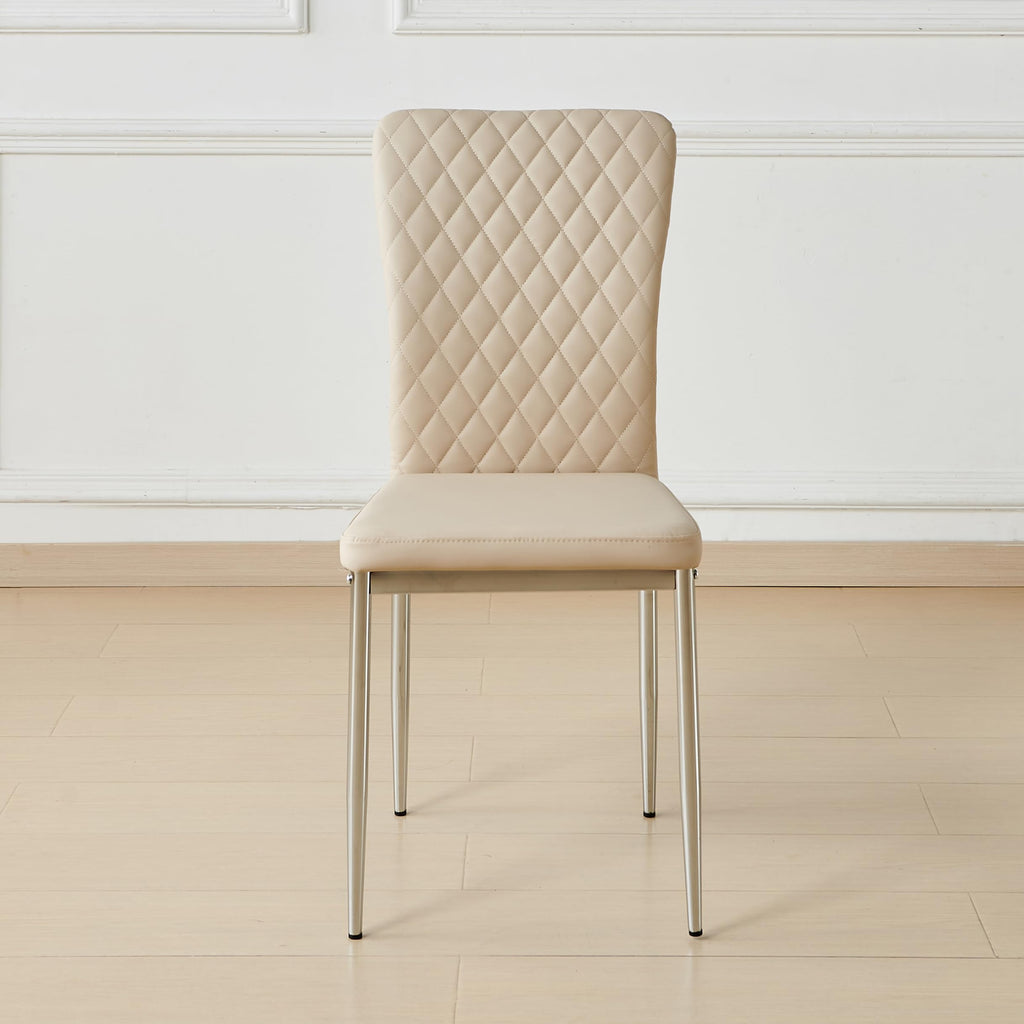 AINPECCA Modern Beige Faux Leather Dining Chairs Set of 6