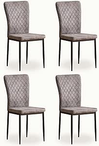 AINPECCA Modern Suede Dining Chairs - Grey