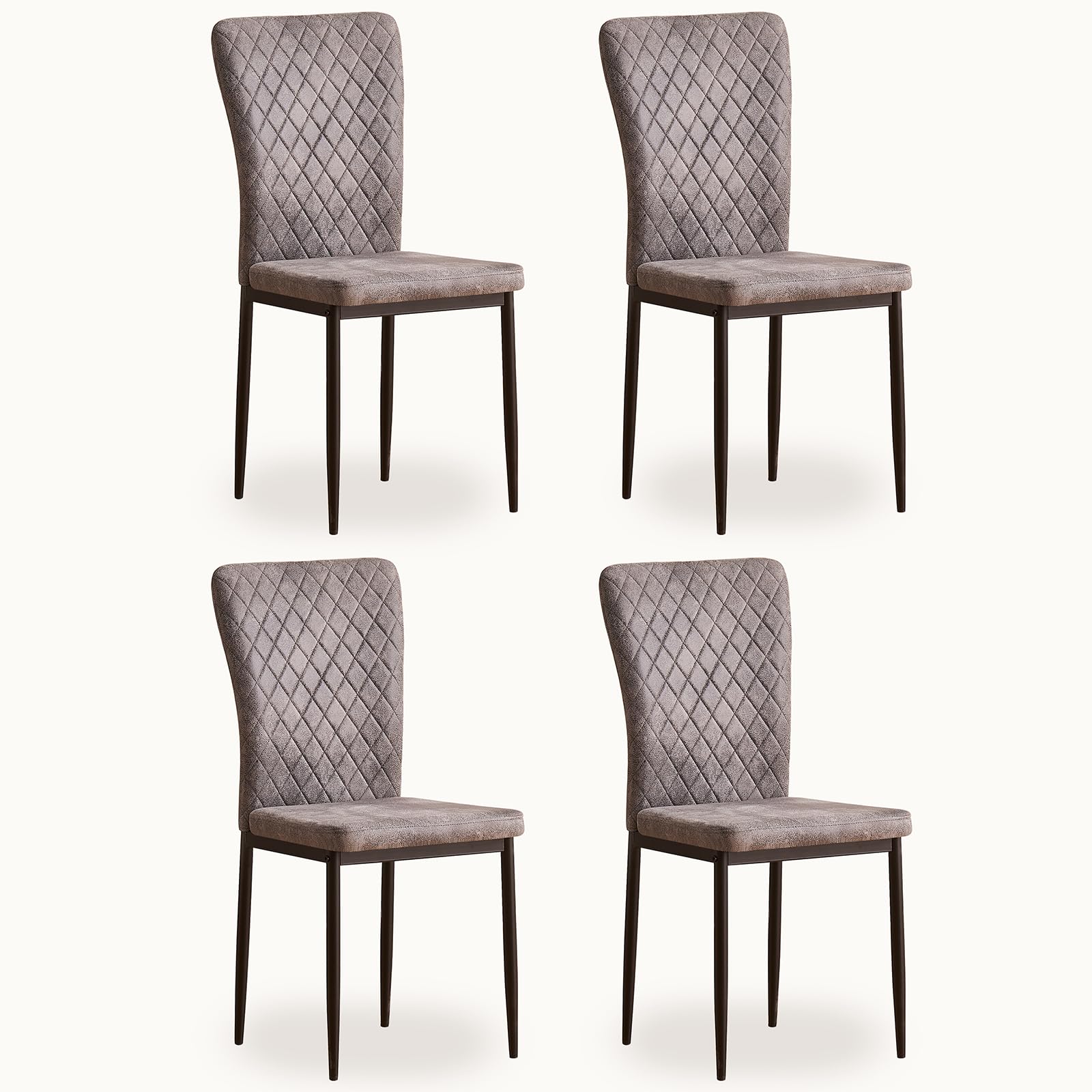 AINPECCA set of 4 modern dining chairs with suede high back, metal legs, and non-slip footpads