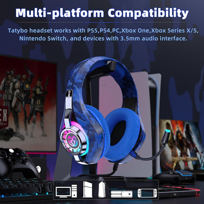 Gaming Headset for PC, Ps5, Switch, Mobile, Gaming Headphones for Nintendo with Noise Canceling Mic, Deep Bass Stereo Sound