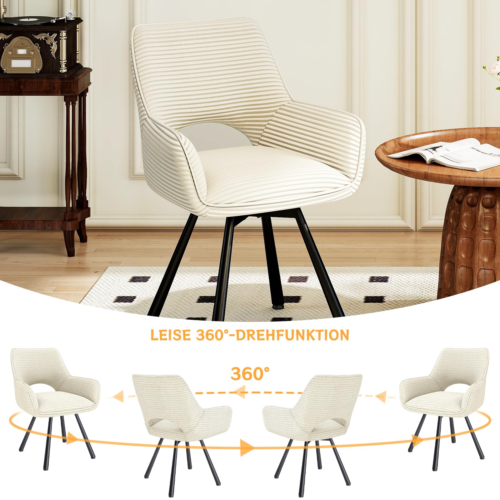 WAFTING Rotatable Velvet Dining Room Chairs Set of 2