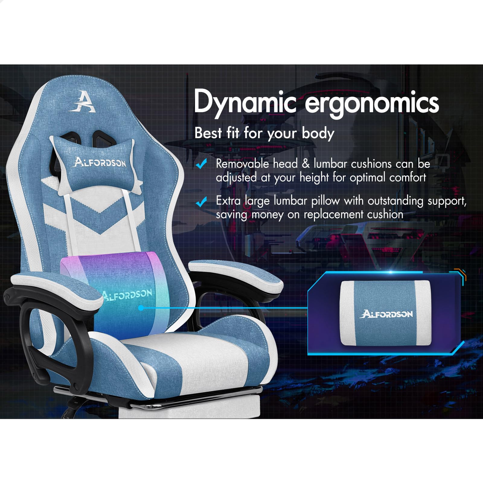 ALFORDSON Racing Gaming Chair with Massage and LED Lighting