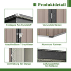 Metal Garden Shed with Sloped Roof and Tool Storage Cabinet