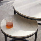 Symylife Modern White Round Nesting Coffee Tables Set