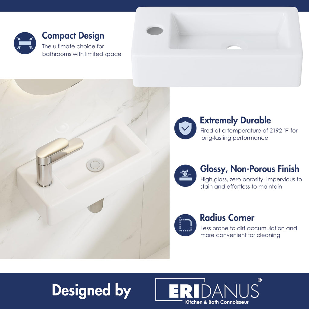 Eridanus Modern Rectangular Ceramic Bathroom Sink
