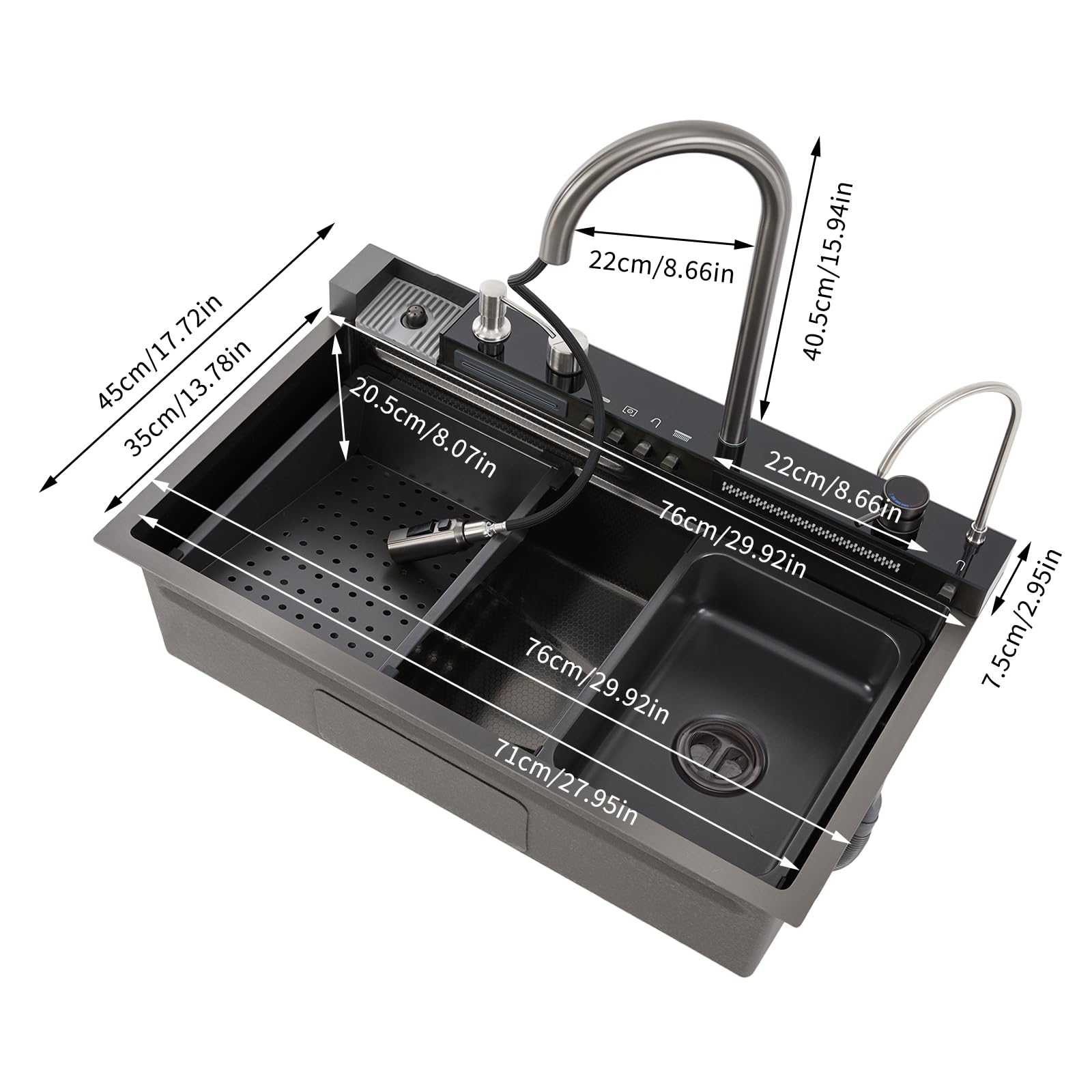 KAPIPALA Multifunctional Smart Kitchen Sink with Extendable Tap