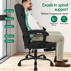 ELFORDSON Ergonomic High-Back Office Chair with Lumbar Cushion and Footrest
