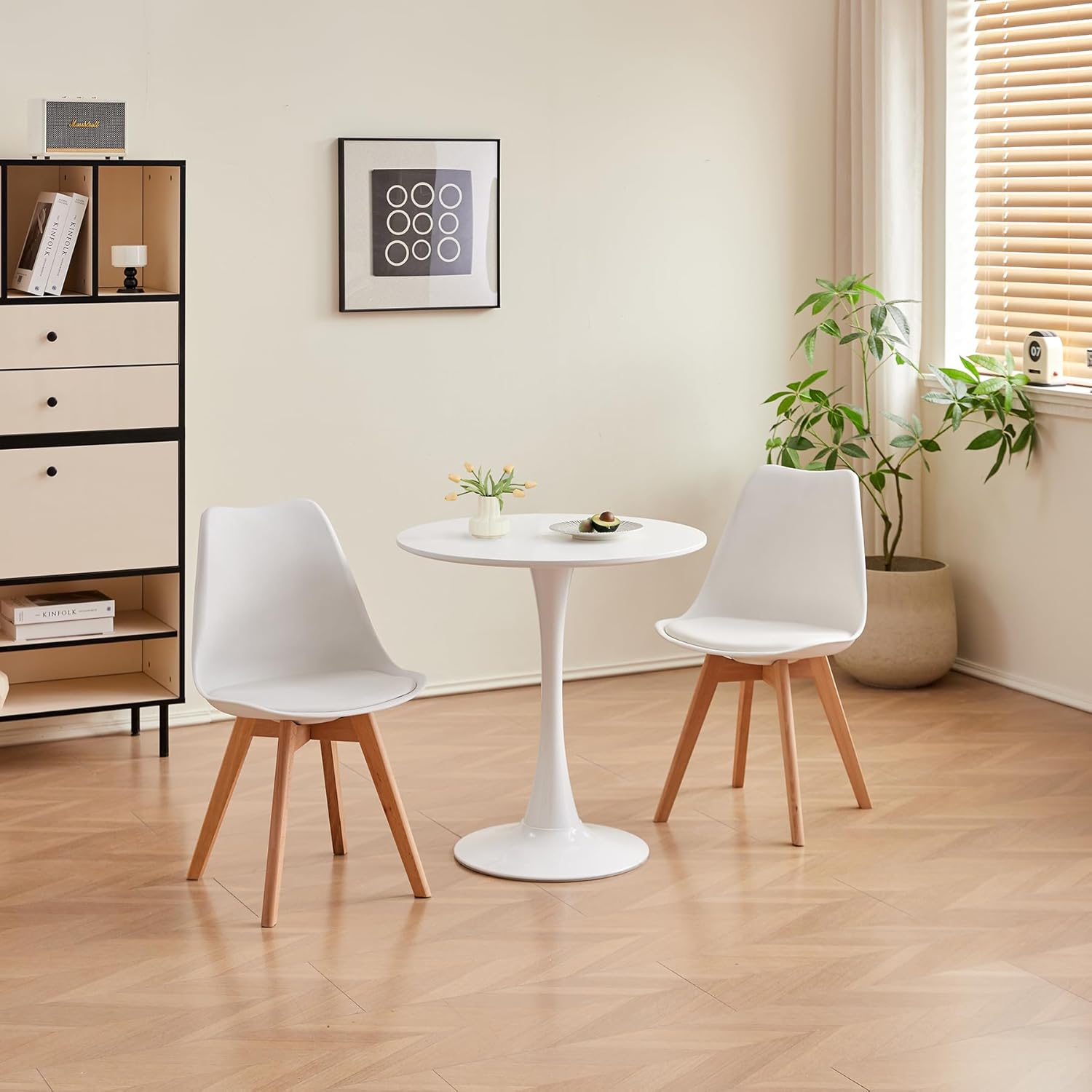 BenyLed 70 cm Round Dining Table - White