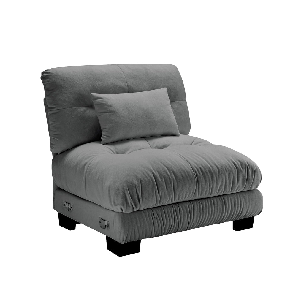 27 Armless Sofa with 1 Pillow, Gray