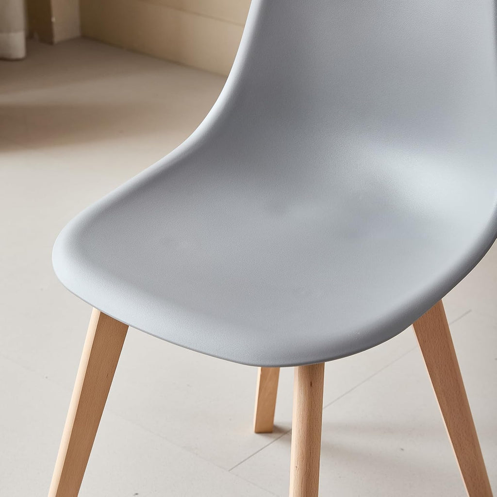 HJhomeheart 4 Grey Dining Chairs with Solid Beech Wood Legs