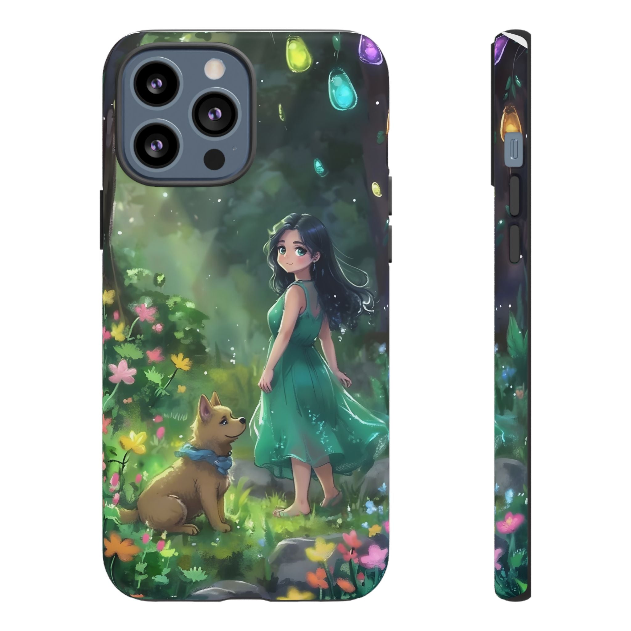 Whimsical Phone Case with Nature and Dog Artwork