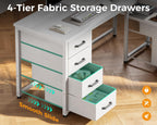 Coleshome L Shaped Computer Desk with 6 Drawers and Power Outlet