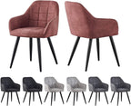 MCC Direct 2x Faux Matte Suede Leather Dining Chairs in Light Grey
