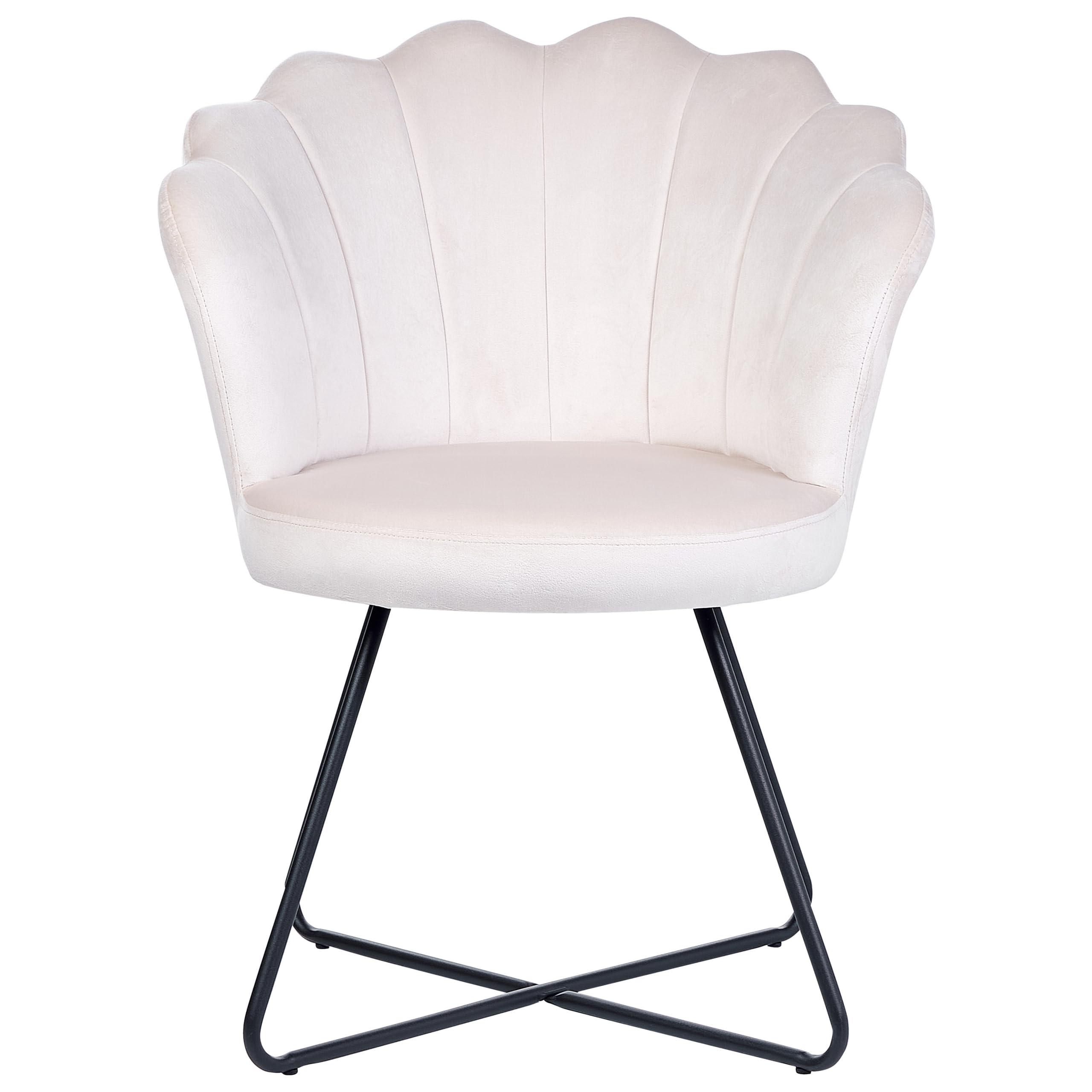 Beliani LOVELOCK Armless Velvet Armchair in Off-White