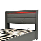 HBCKESD Hydraulic Storage Bed with LED Lighting, Grey
