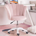 Modern green velvet upholstered swivel office chair with armrests and adjustable seat