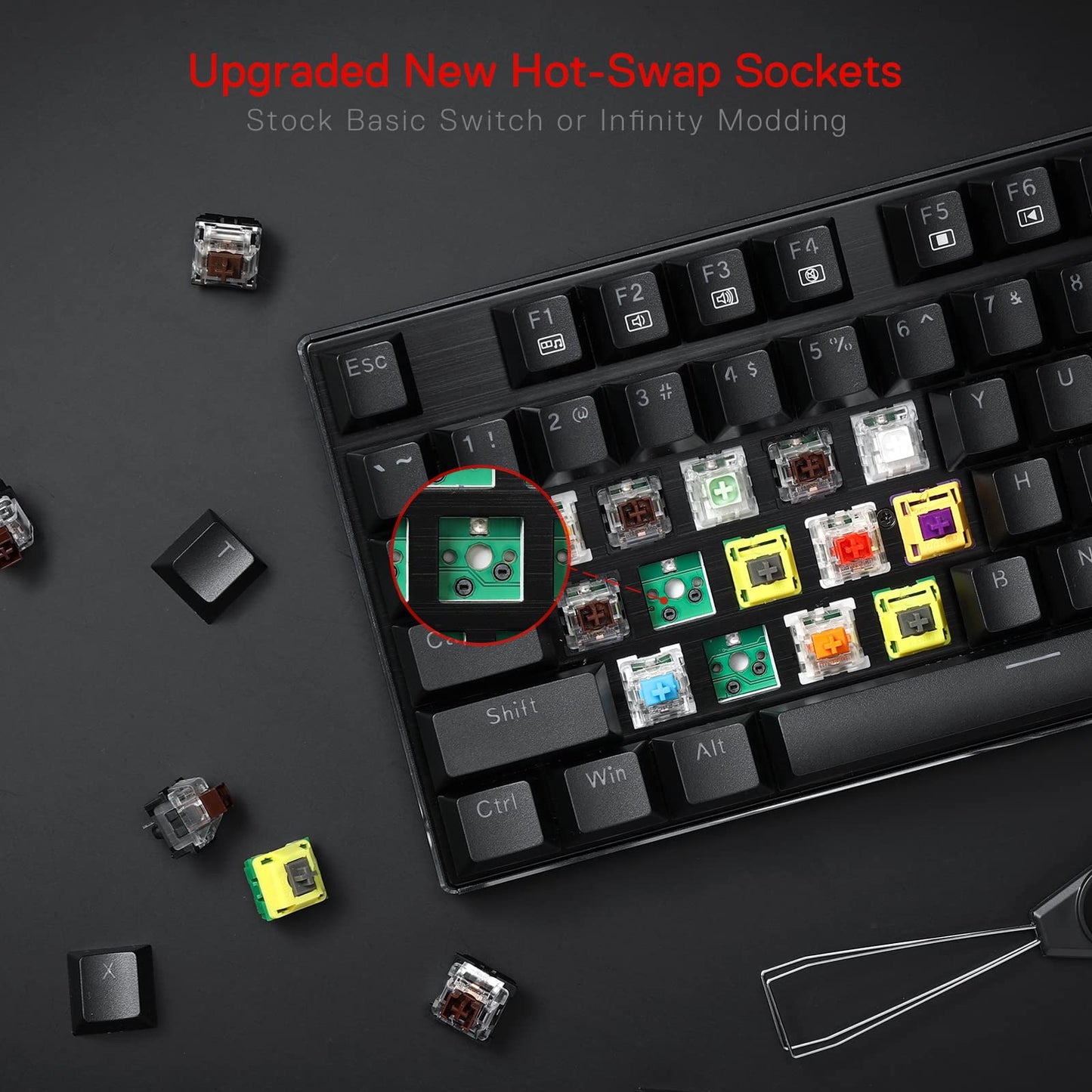 Redragon K556 PRO Upgraded Wireless RGB Gaming Keyboard, BT/2.4Ghz Tri-Mode Aluminum Mechanical Keyboard w/No-Lag Connection, Hot-Swap Linear Quiet Red Switch