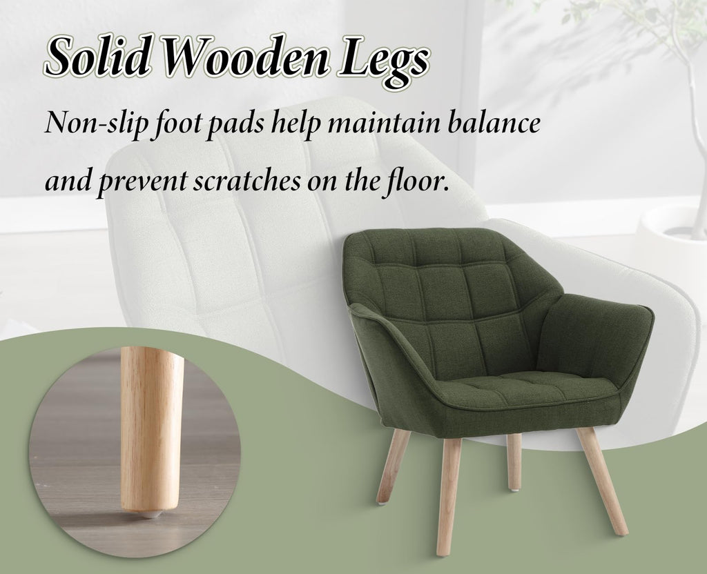 chairus Set of 2 Modern Linen Upholstered Armchairs with Wooden Legs