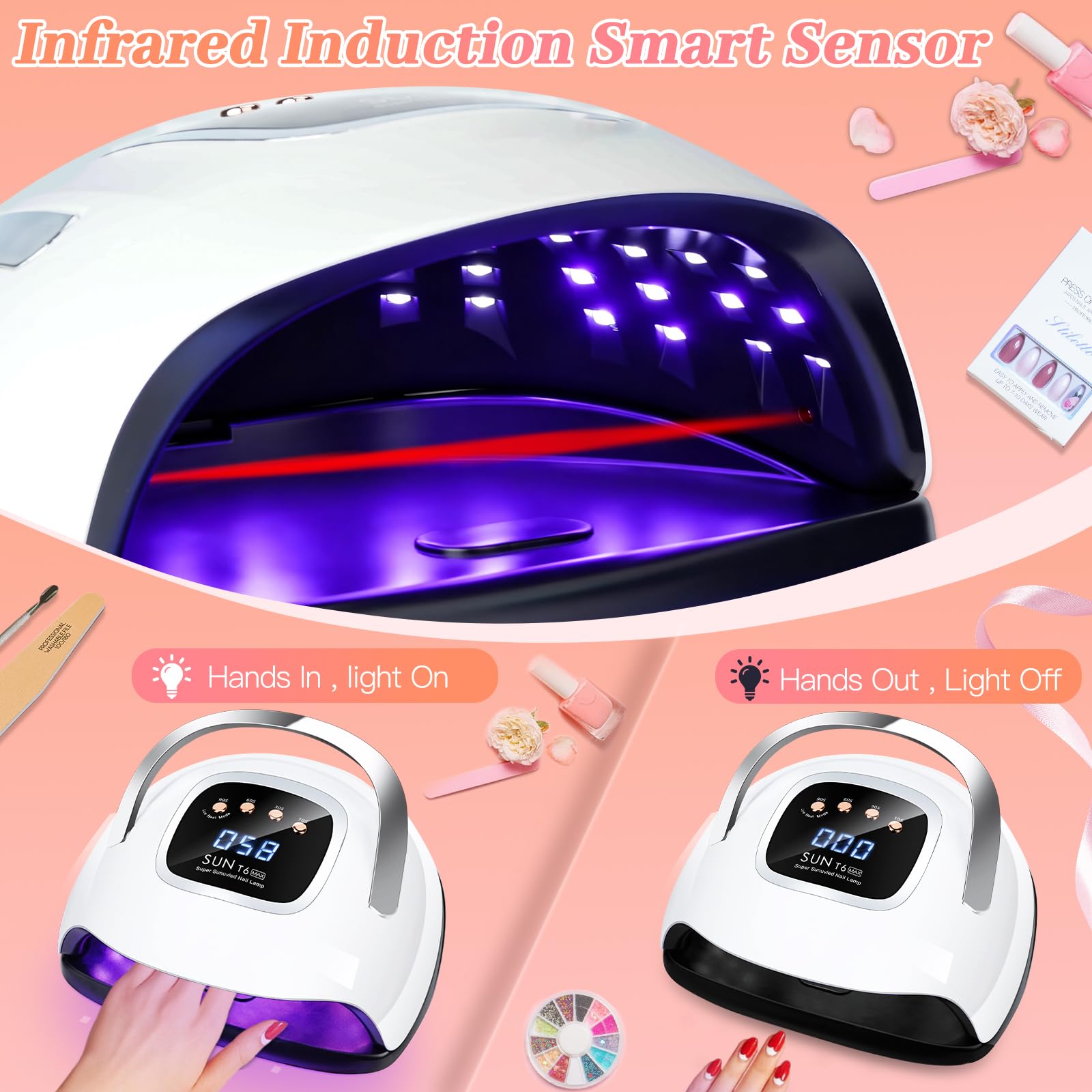 LKE 220W Professional UV LED Nail Lamp