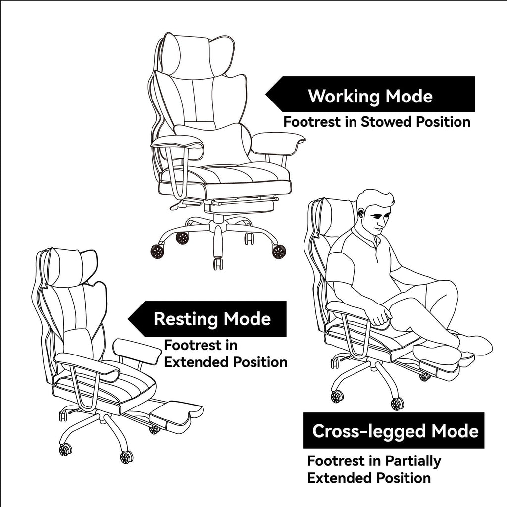 Efomao Big and Tall Office Chair with Footrest