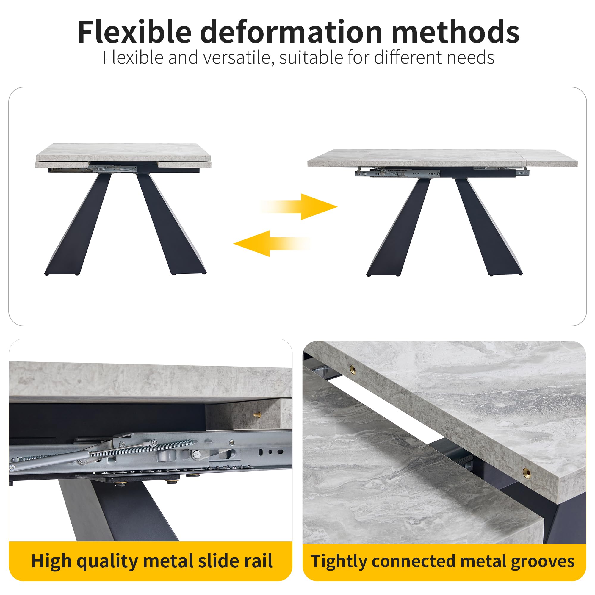 HOXINBLY Extendable Modern Dining Table