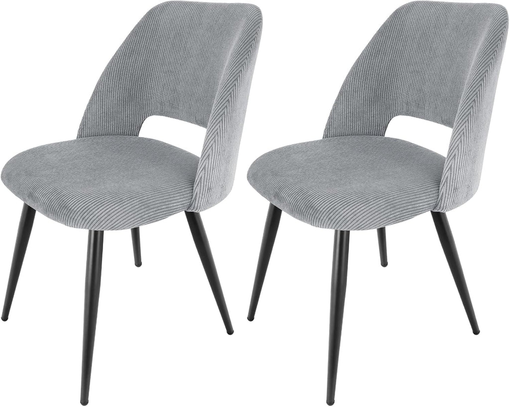 WAFTING Set of 2 Corduroy Dining Chairs Grey