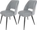 WAFTING Set of 2 Corduroy Dining Chairs Grey
