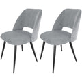 Set of 2 grey Scandinavian dining chairs with corduroy padding and metal legs