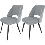 Set of 2 grey Scandinavian dining chairs with corduroy padding and metal legs
