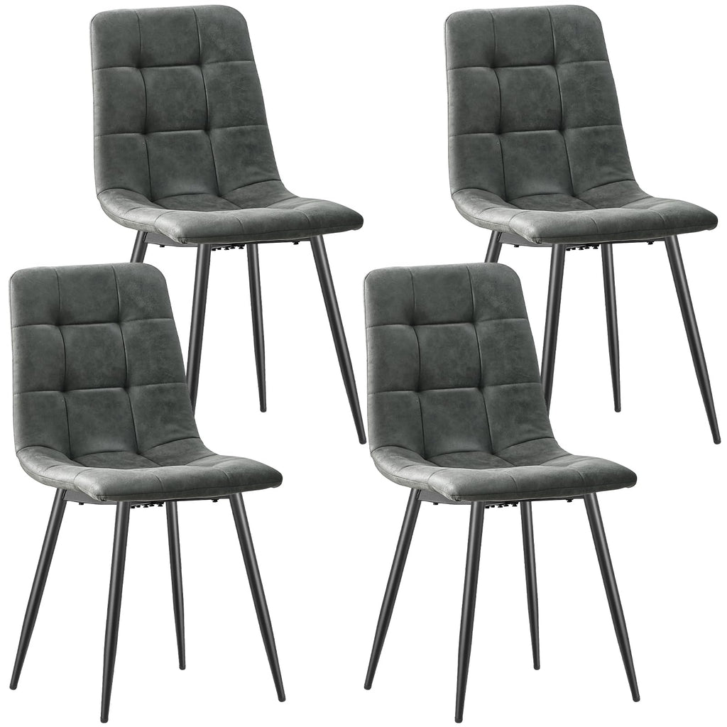 Set of 4 dining chairs with technological fabric upholstery and black metal legs