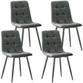 Set of 4 dining chairs with technological fabric upholstery and black metal legs