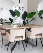 Beliani Spectra Unique Dining Table with Light Wood and Black Legs