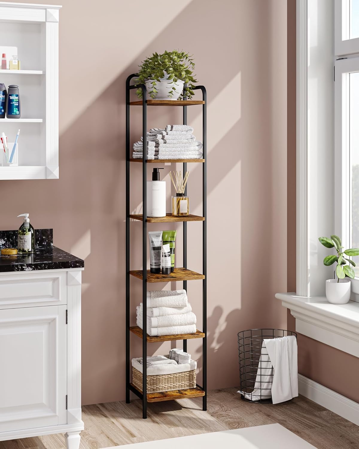 Hzuaneri 6-Tier Industrial Style Bookcase