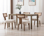 chairus Set of 2 Wooden Upholstered Dining Chairs with Rattan Backrest