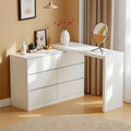 Feetice 6 Drawer L-Shaped Vanity Desk Combo with extendable table and ample storage
