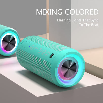 Sleek Waterproof Bluetooth Speaker with LED Lights – Immersive Sound for Outdoor and Indoor Adventures