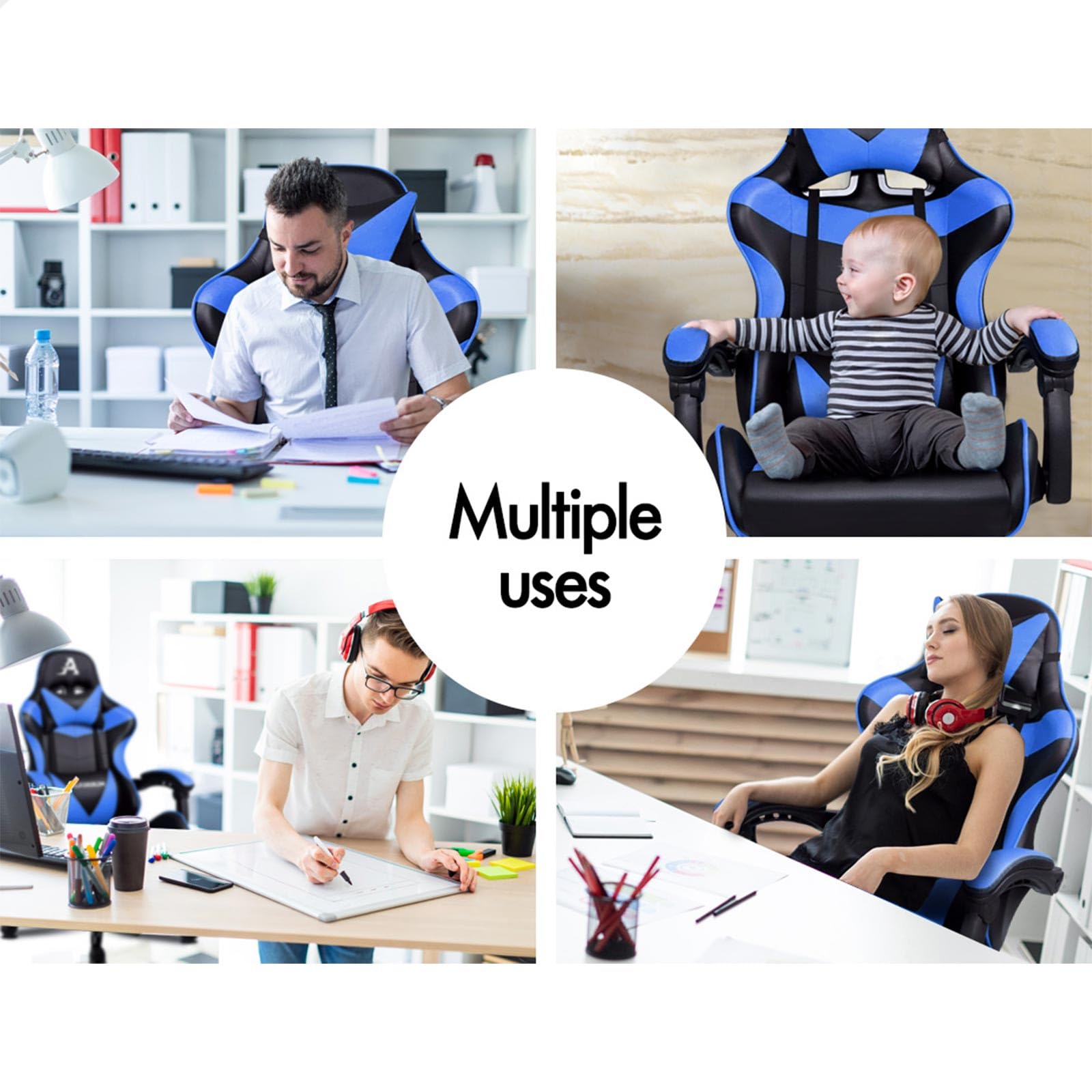 ALFORDSON Ergonomic Gaming Chair with Lumbar Cushion