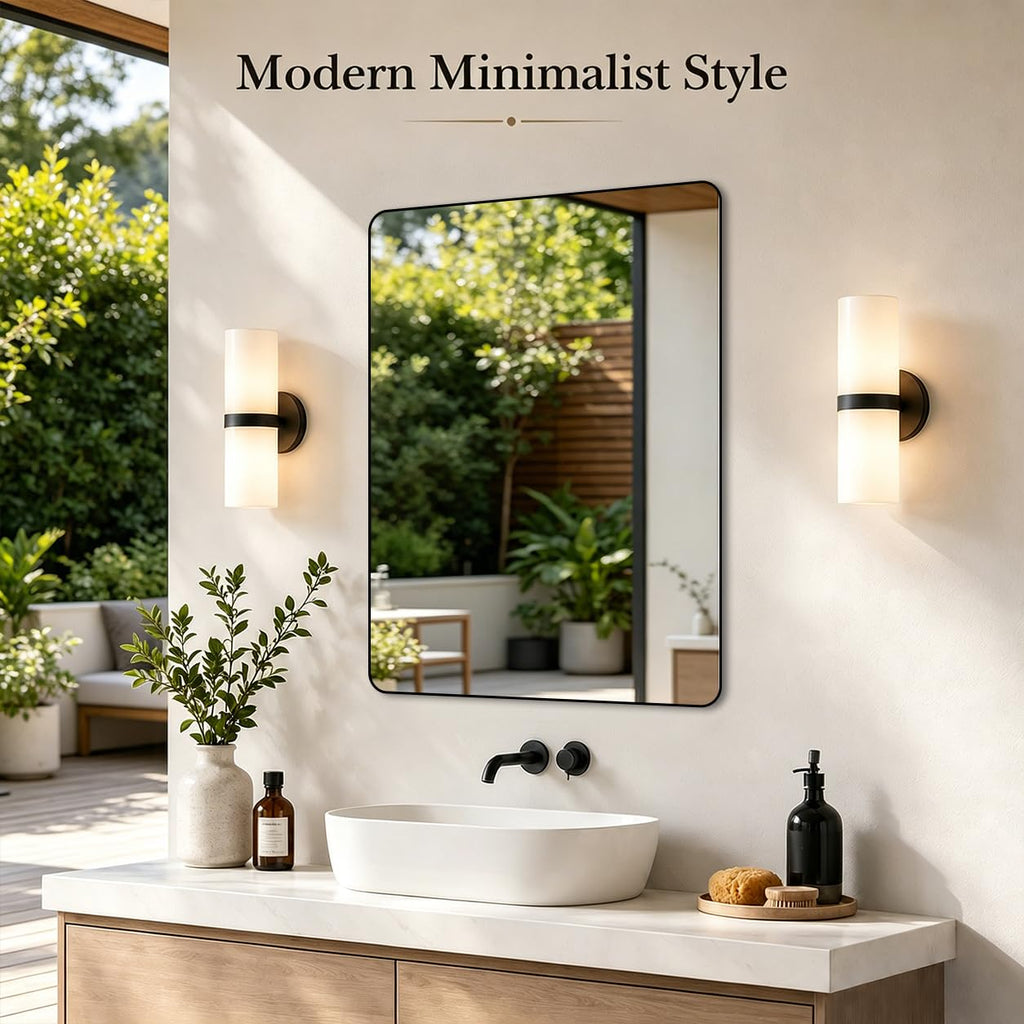 HIGHBATH Black Framed Rectangular Bathroom Wall Mirror