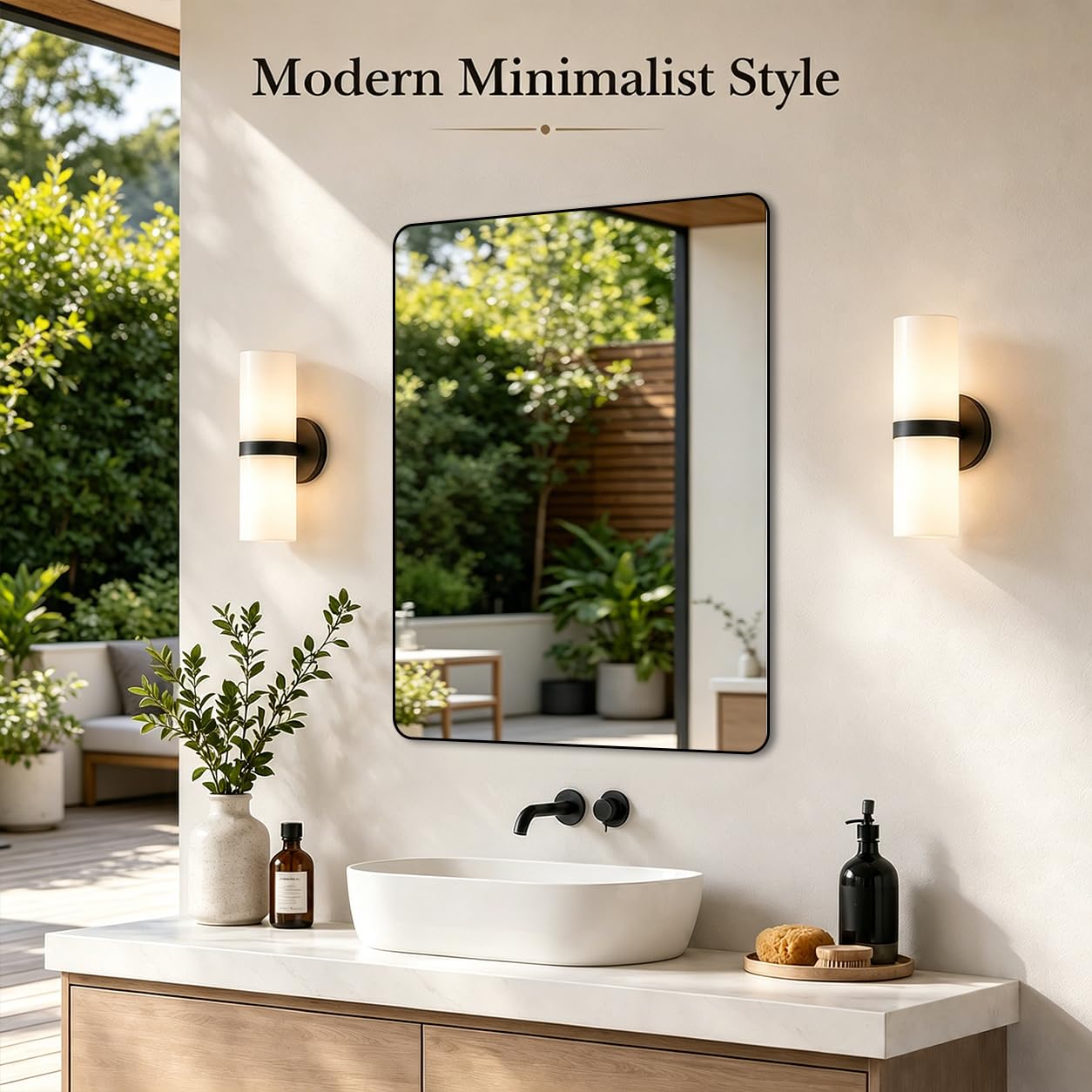 HIGHBATH Black Framed Rectangular Bathroom Wall Mirror