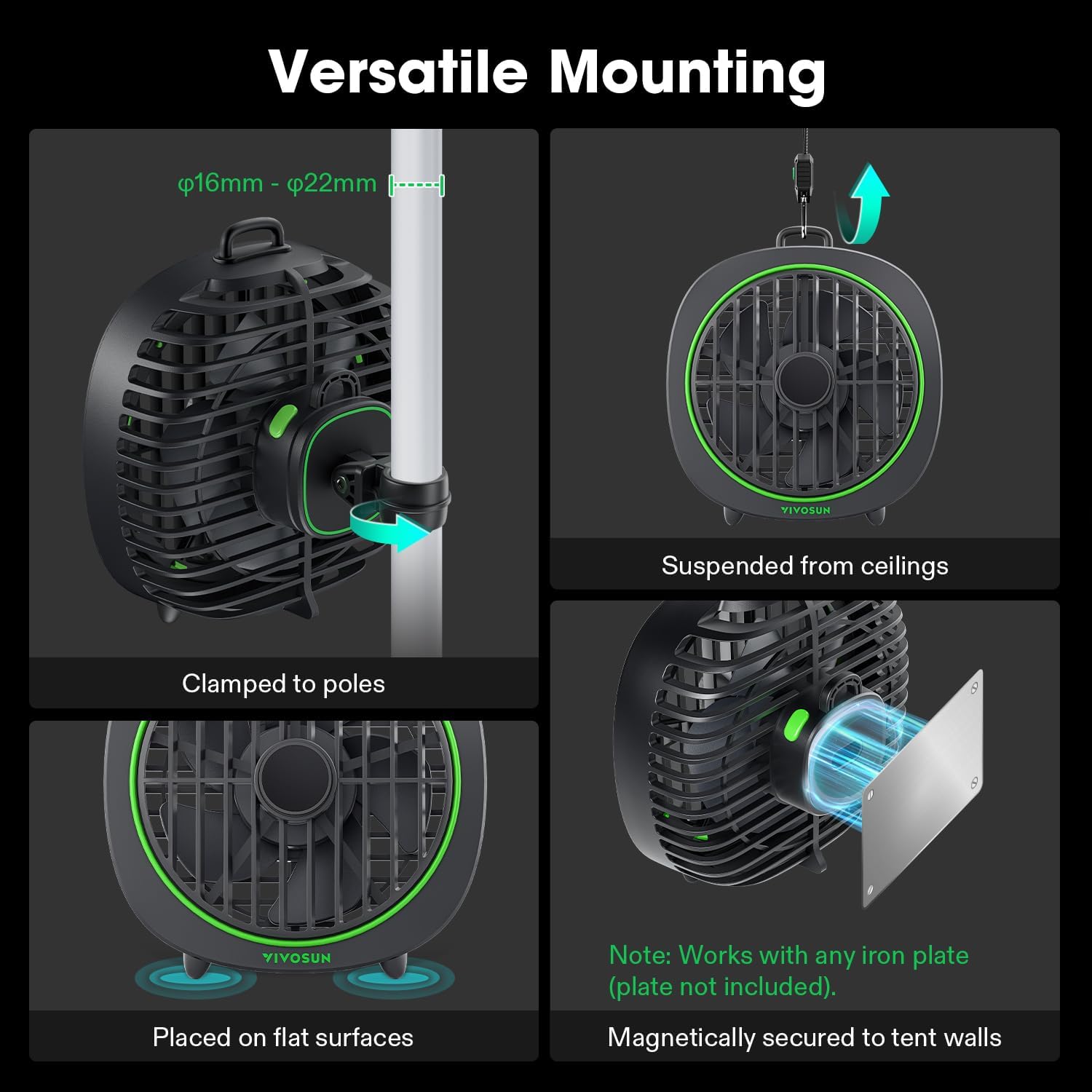 VIVOSUN AeroWave D4 4-Inch 3-Speed Grow Tent Clip Fan (1-Pack)