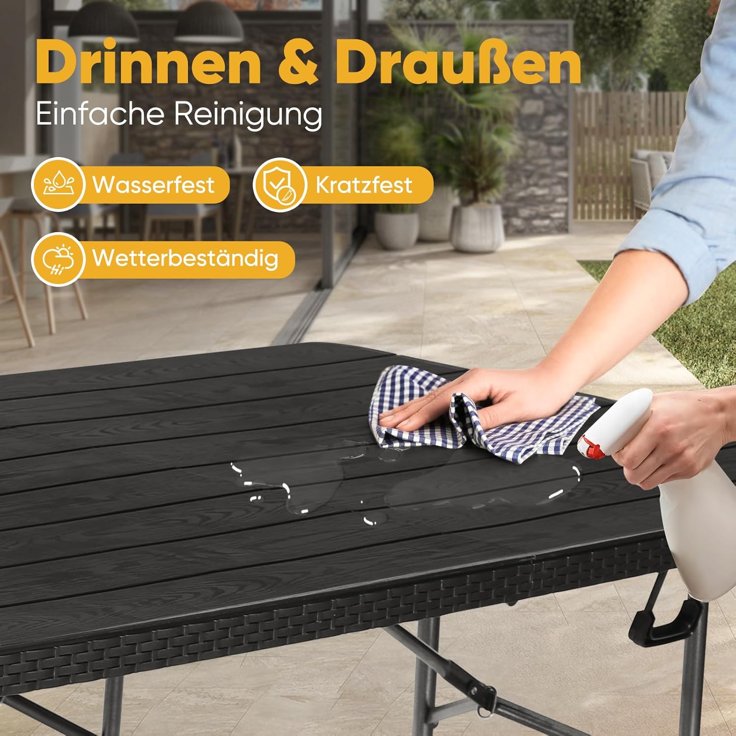 Sekey Foldable Beer Garden Table Set with 2 Benches