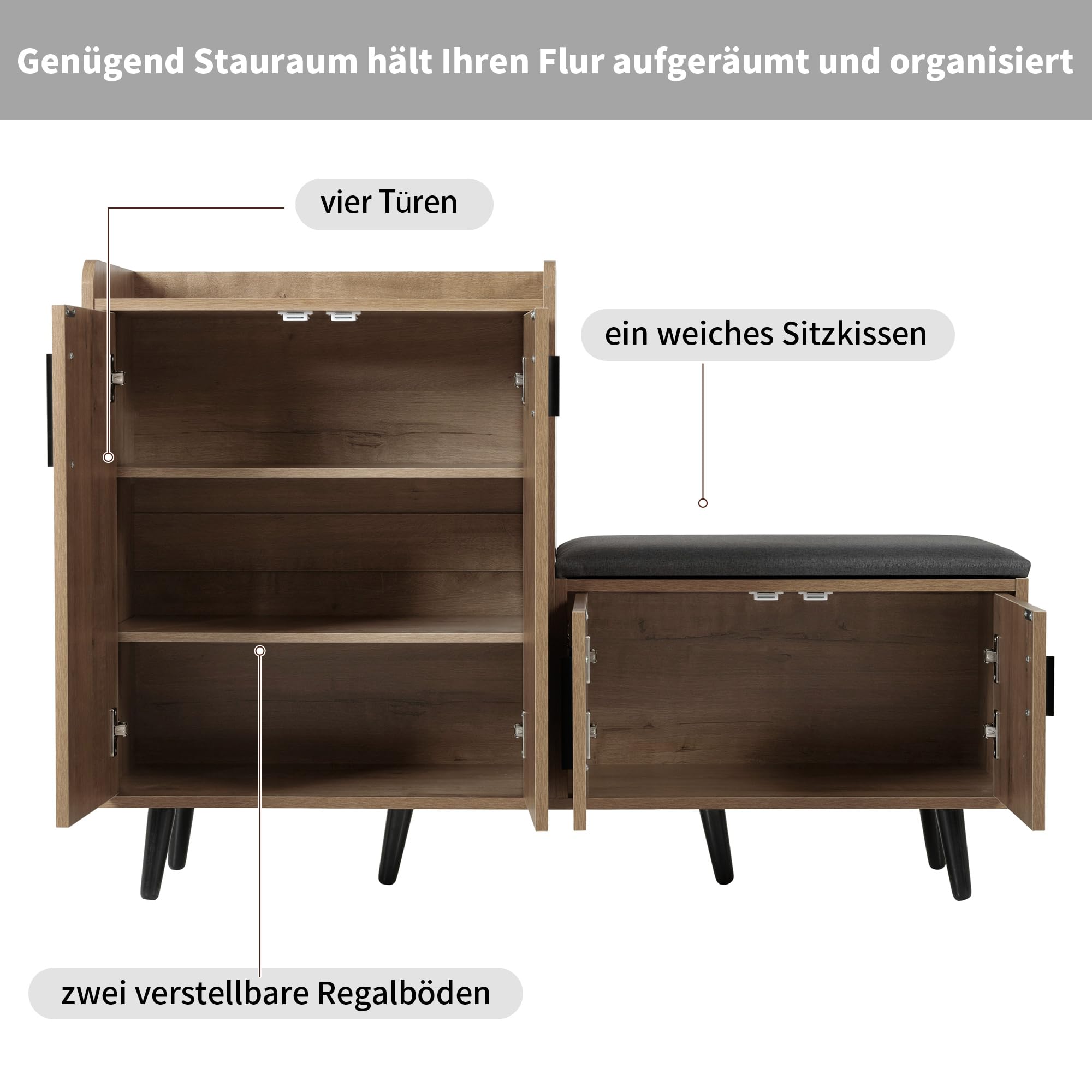 Kelodan Modern Shoe Cabinet with Four Storage Doors