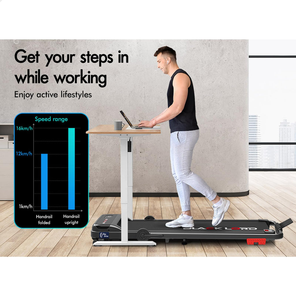 BLACK LORD Under Desk Treadmill with 2-Level Incline