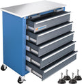 LARBANKE 5-Drawer Rolling Tool Chest with Stainless Steel Worktop - rolling