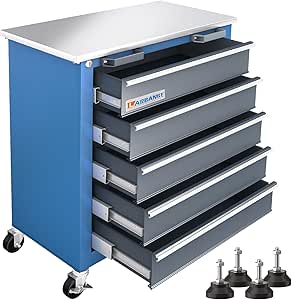 LARBANKE 5-Drawer Rolling Tool Chest with Stainless Steel Top