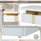 BTM Modern Rectangular Coffee Table with Imitation Marble Top