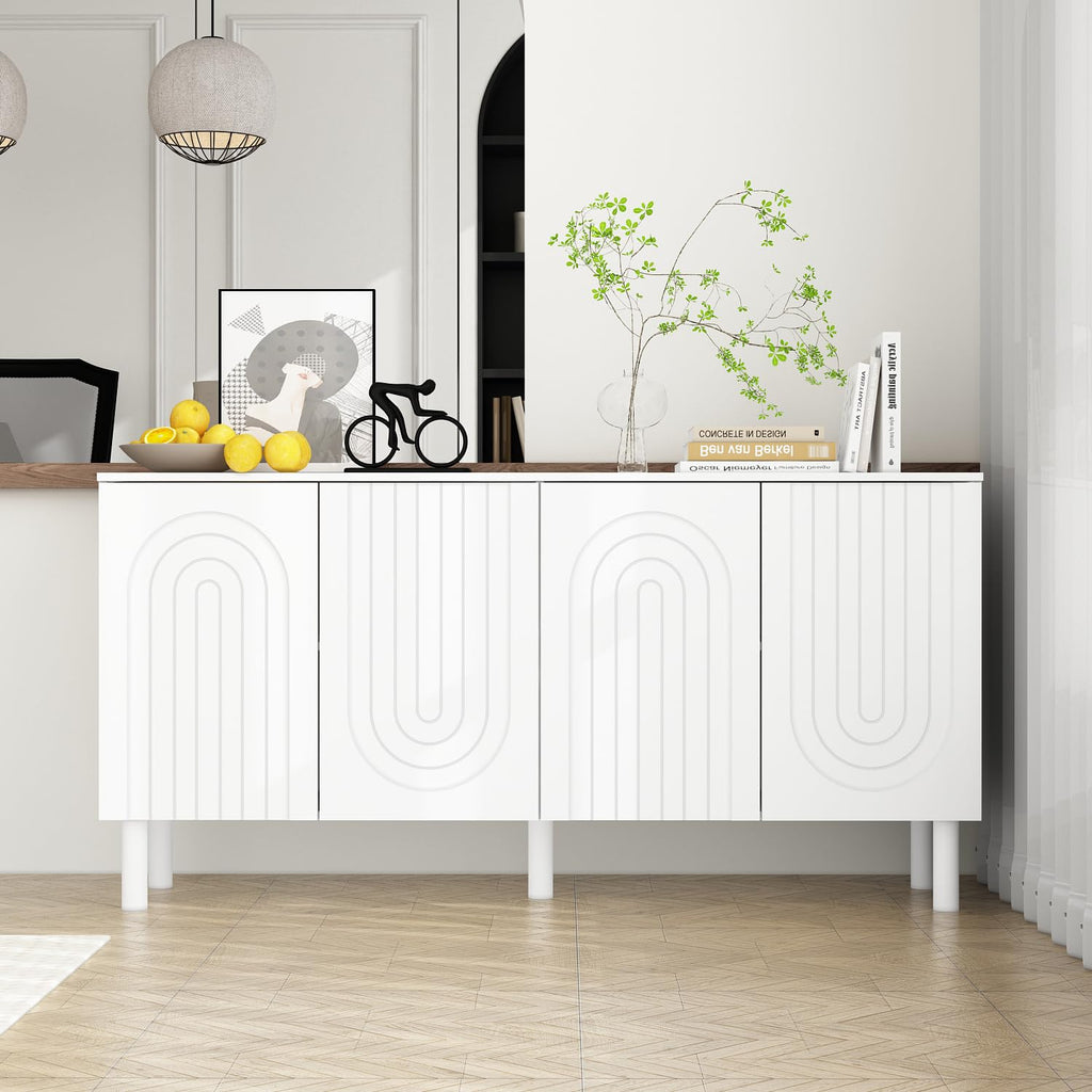 Caldion White Modern Sideboard with Pop-up Design